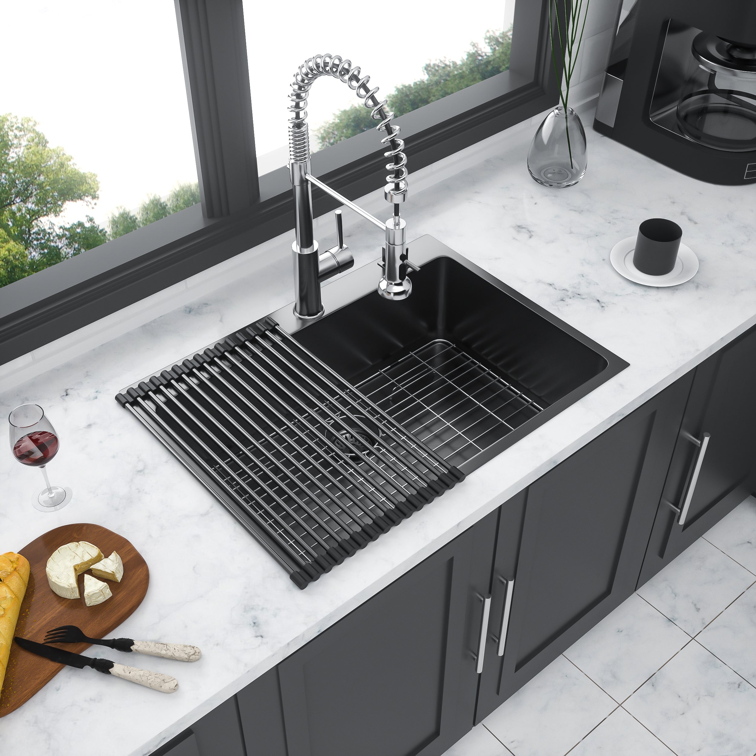 33 x 22 x 10 Inch Kitchen Sink Drop In Gunmetal