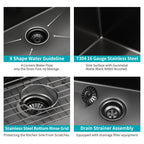 30 x 22 x 10 Inch Kitchen Sink Drop In Gunmetal