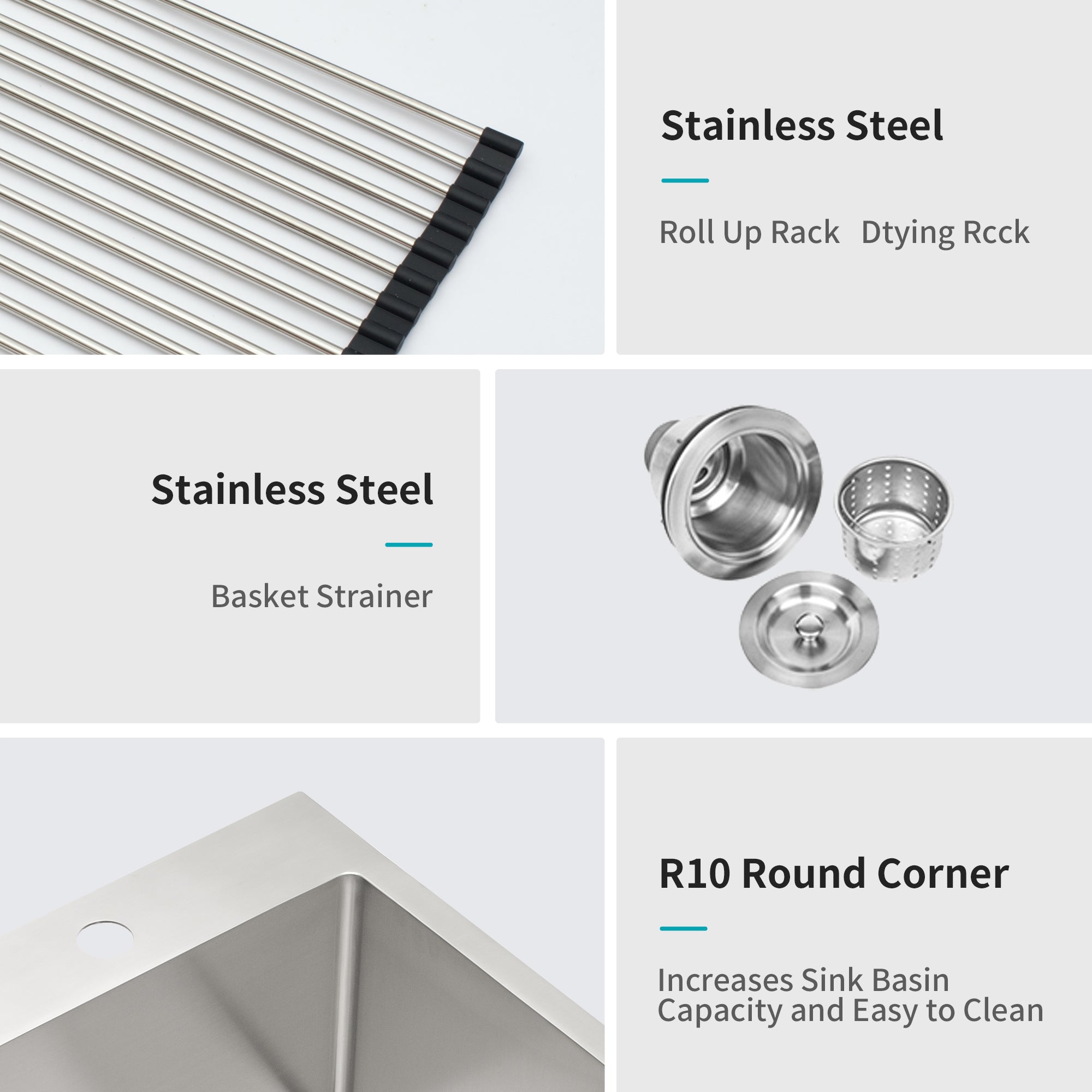 Stainless Steel Drop In Kitchen Sink - 25 x 22 x 10 Inch