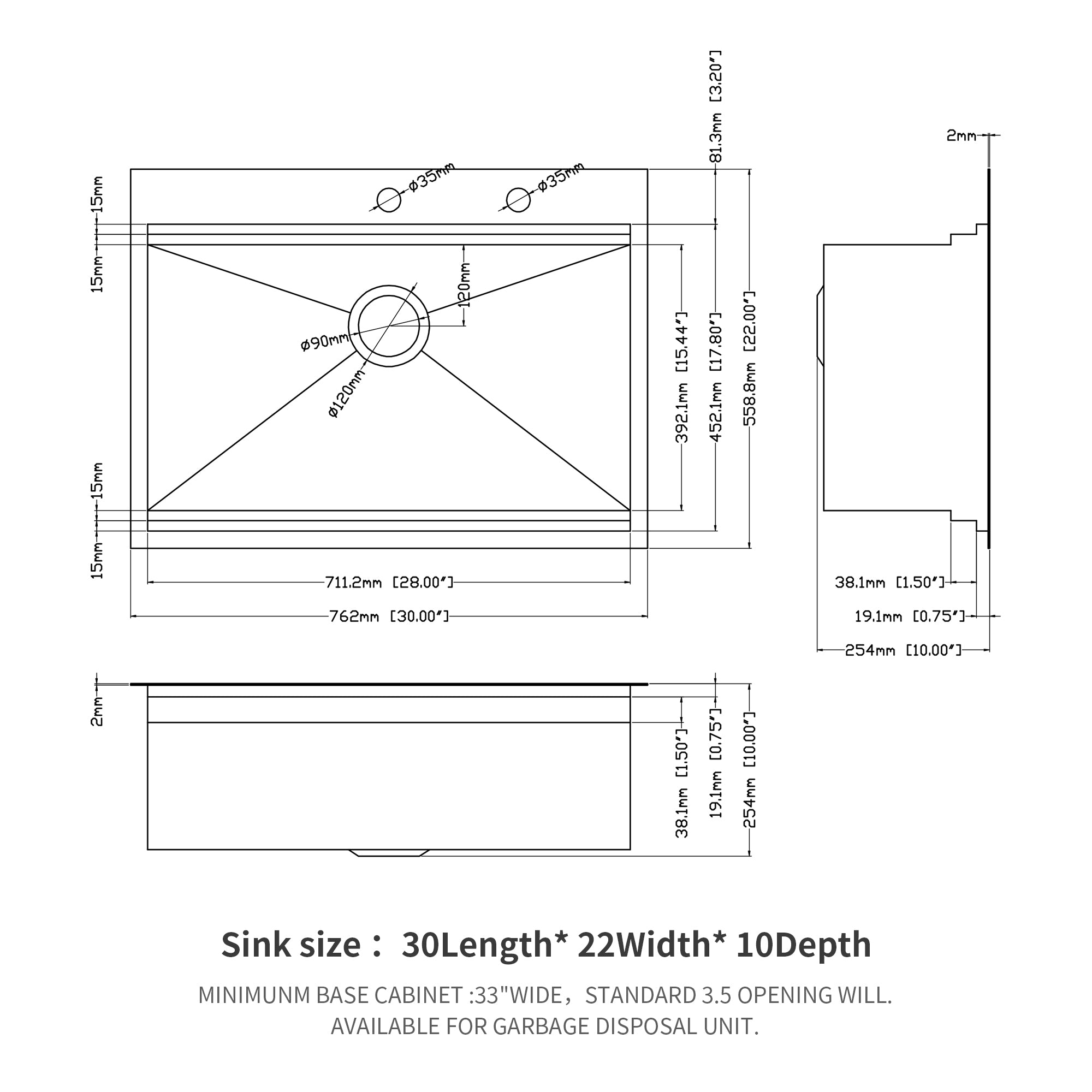 30 Drop Kitchen Sink - 30 x 22 x 10 Inch Kitchen Sink Drop-in Topmount Single Bowl