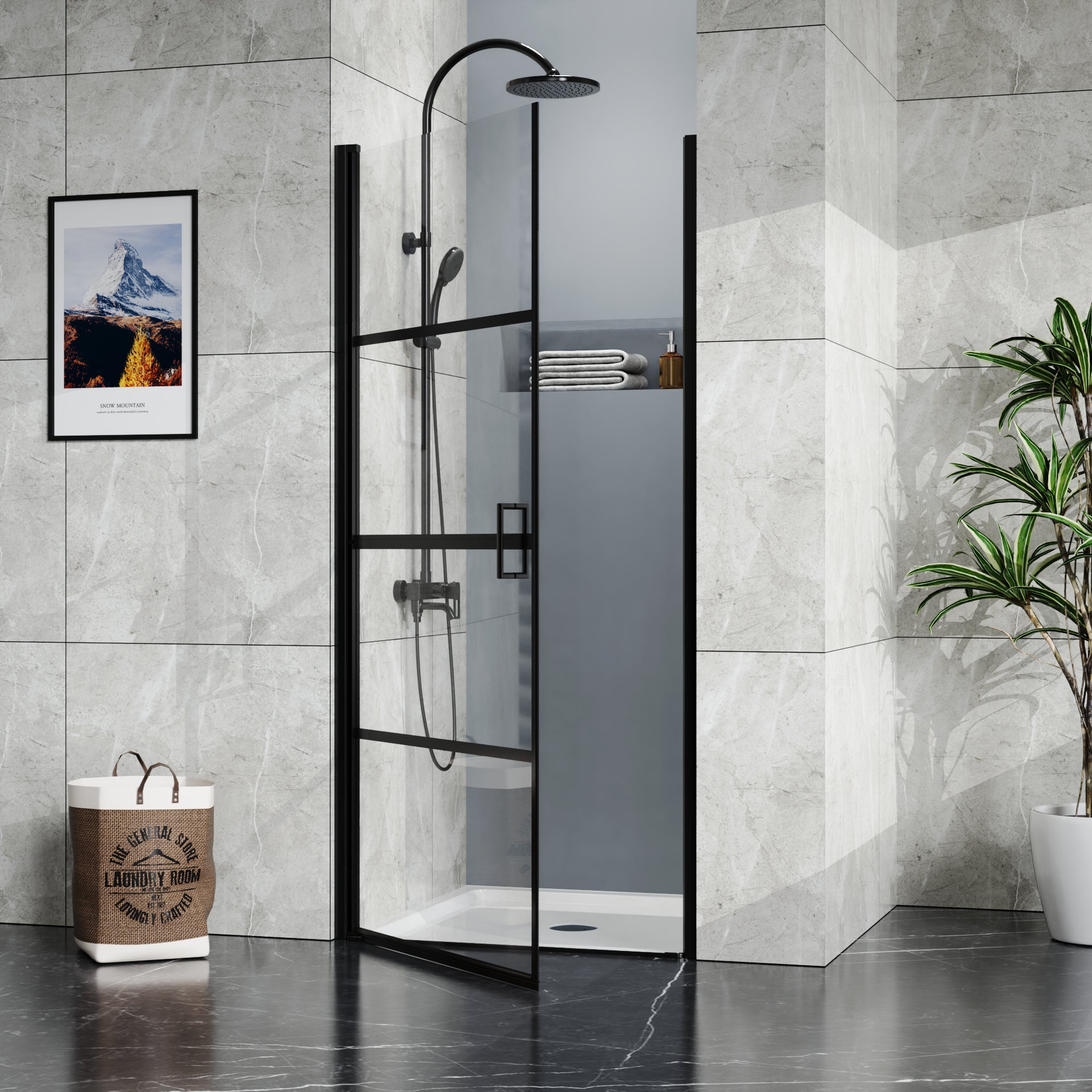 Goodyo 36x36 in Shower Base, Centered Drain Single-Threshold Shower Pan