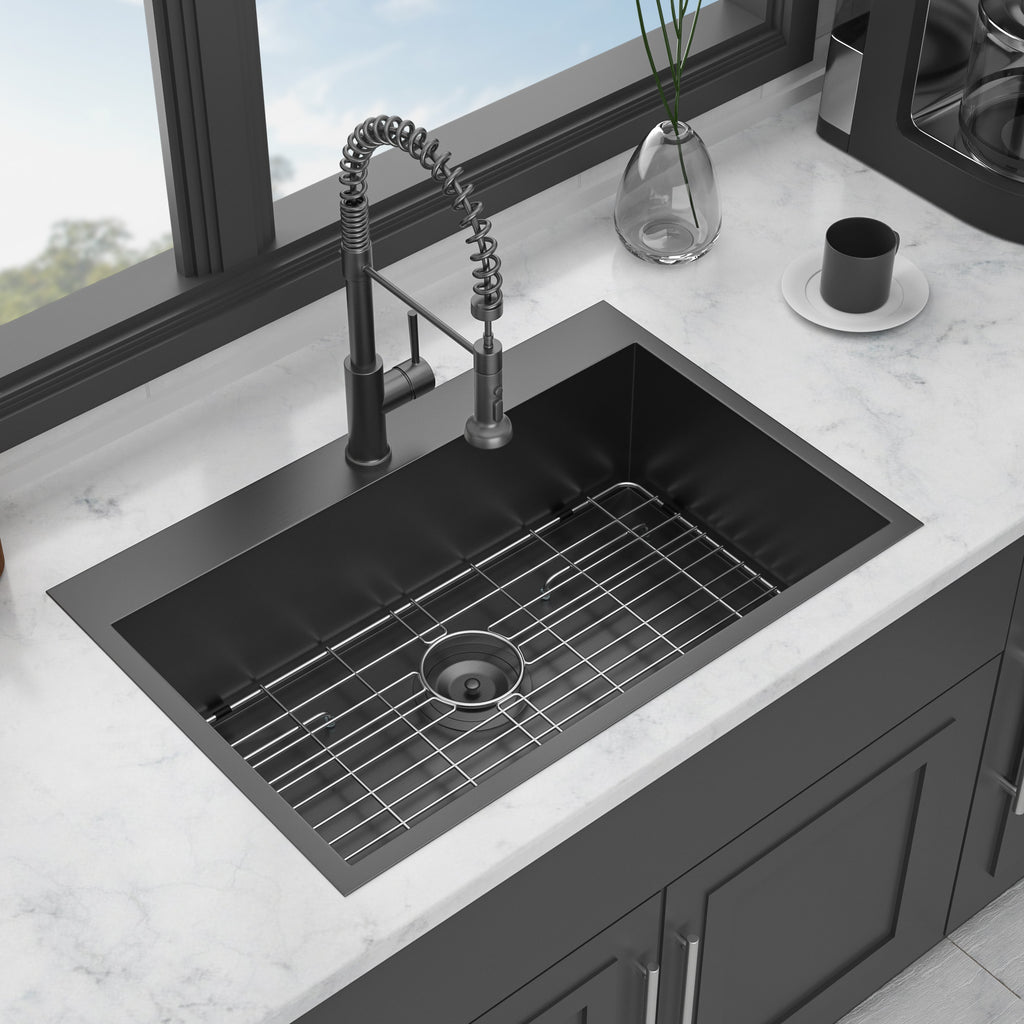 30 x 22 x 9 Inch Drop In Kitchen Sink - Topmount Gunmetal
