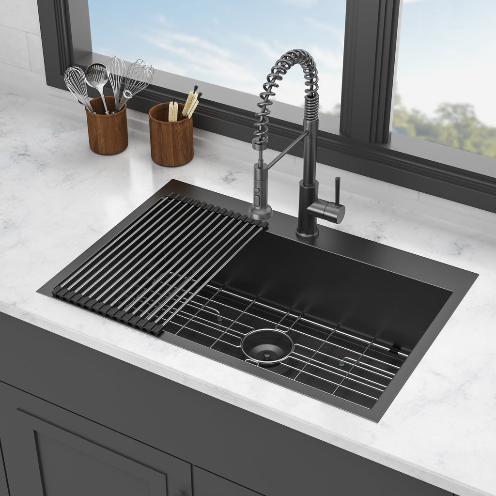 30 x 22 x 9 Inch Drop In Kitchen Sink - Topmount Gunmetal
