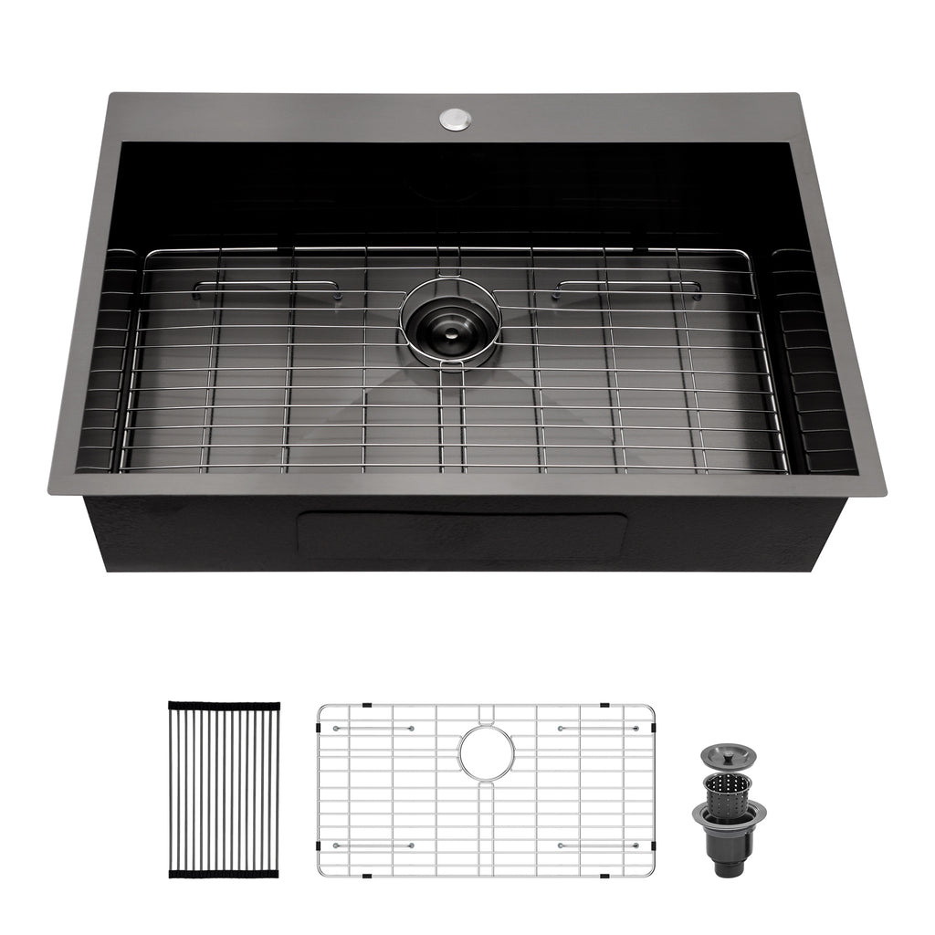 30 x 22 x 9 Inch Drop In Kitchen Sink - Topmount Gunmetal