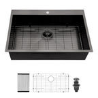 30 x 22 x 9 Inch Drop In Kitchen Sink - Topmount Gunmetal