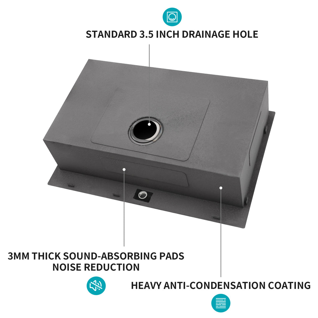 30 x 22 x 9 Inch Drop In Kitchen Sink - Topmount Gunmetal