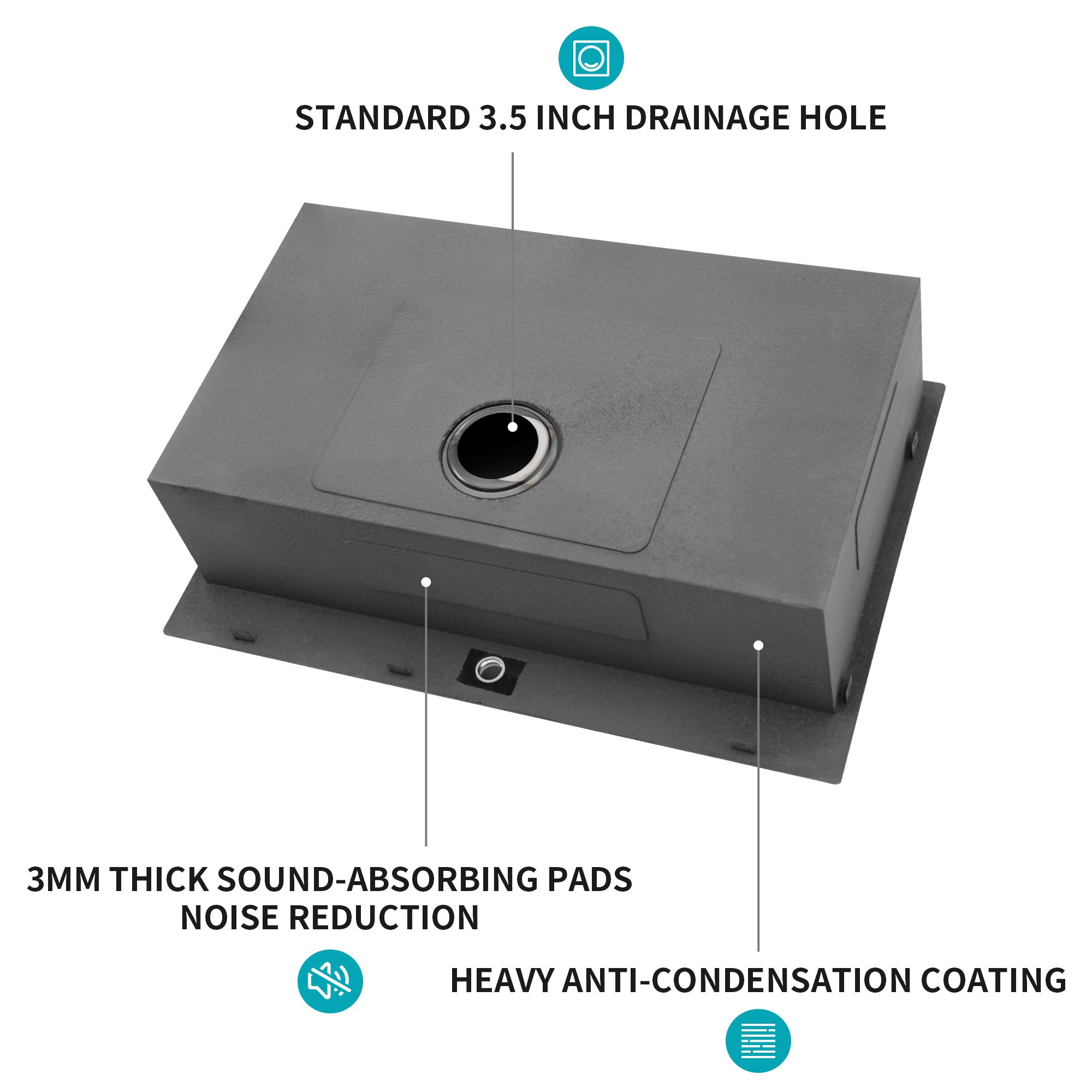 30 x 22 x 9 Inch Drop In Kitchen Sink - Topmount Gunmetal