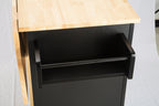 Mobile Kitchen Island with Extensible Rubber Wood Table Top