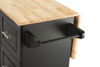 Mobile Kitchen Island with Extensible Rubber Wood Table Top