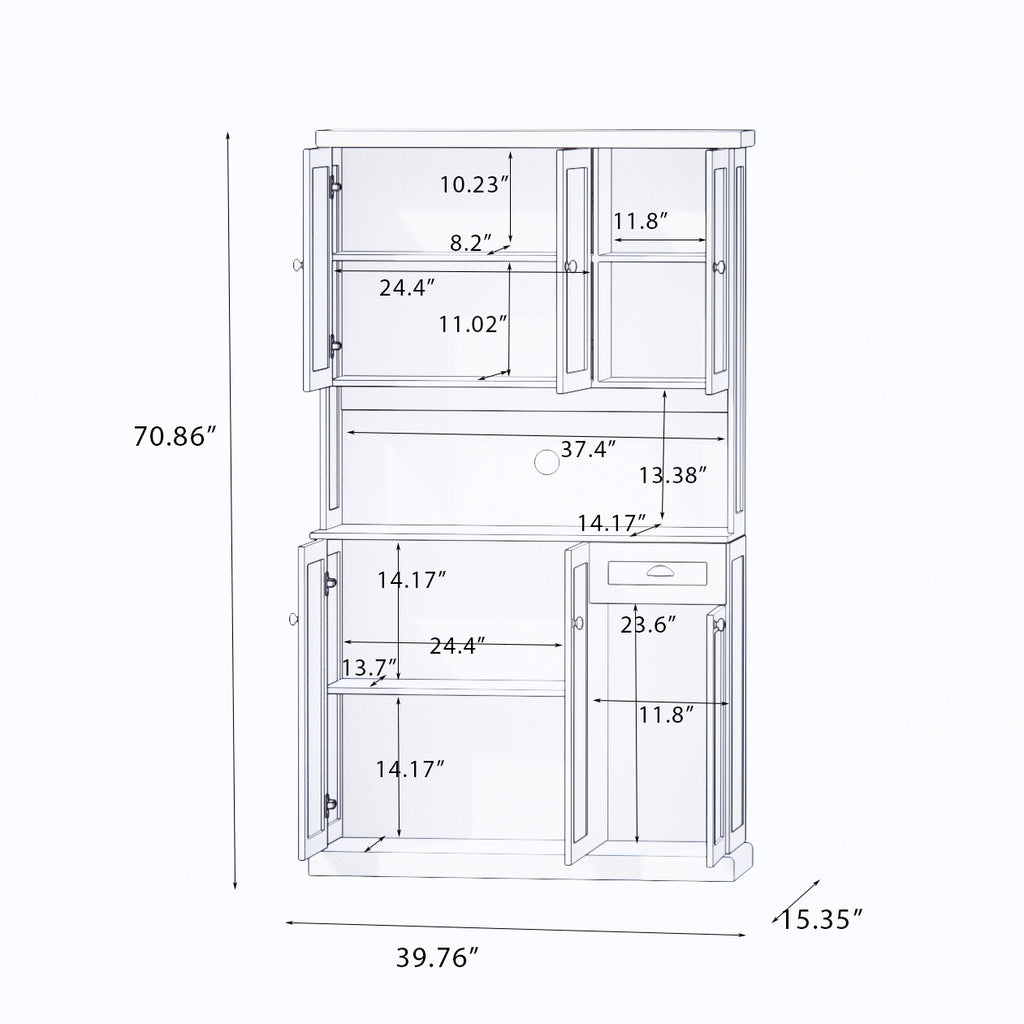71" Kitchen Pantry Storage Cabinet with Microwave Oven Countertop