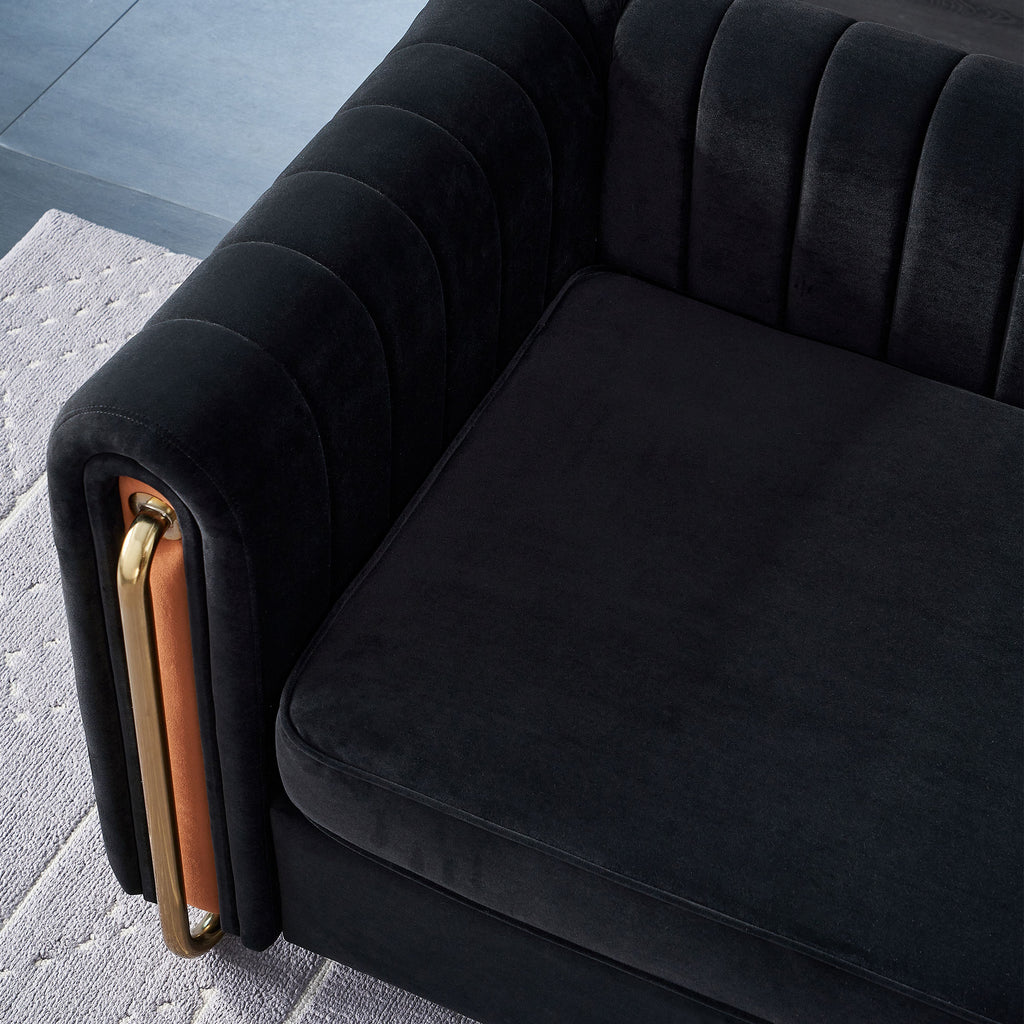 Contemporary Velvet Sofa Couch 84.25''W for Living Room