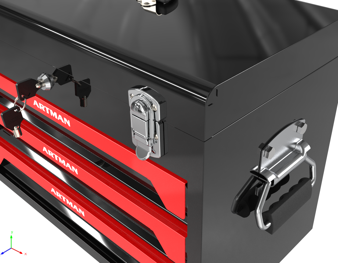 20'' Portable 3-Drawer Steel Toolbox