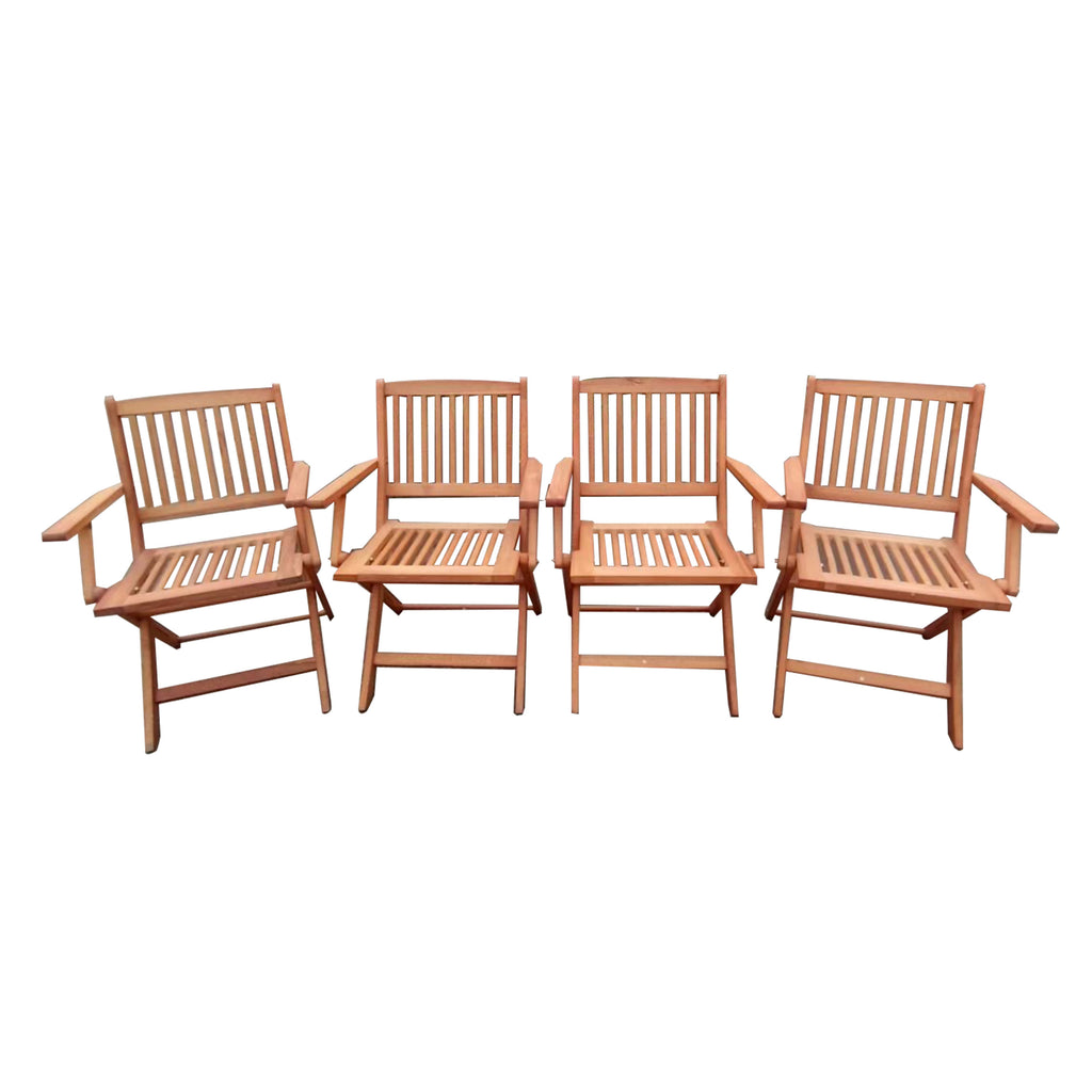 Foldable Patio Dining Set with 4 Folding Chairs - Teak