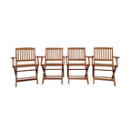 Foldable Patio Dining Set with 4 Folding Chairs - Teak