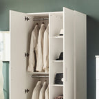 Viviane Contemporary Wood Closet With Hanging Bars and Five Shelves