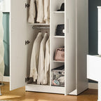 Viviane Contemporary Wood Closet With Hanging Bars and Five Shelves