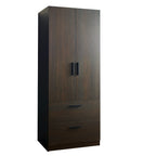Brook Two-Door Wood Closet with Two Drawers and Hanging Bars