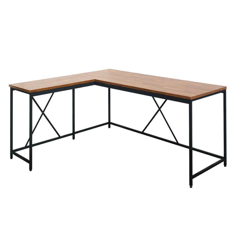 Olympus Wood and Metal Corner Desk in Acacia
