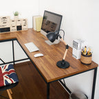 Olympus Wood and Metal Corner Desk in Acacia
