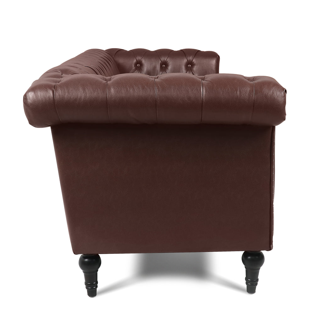 83.66 Inch Width Traditional Square Arm Removable Cushion 3-Seater Sofa