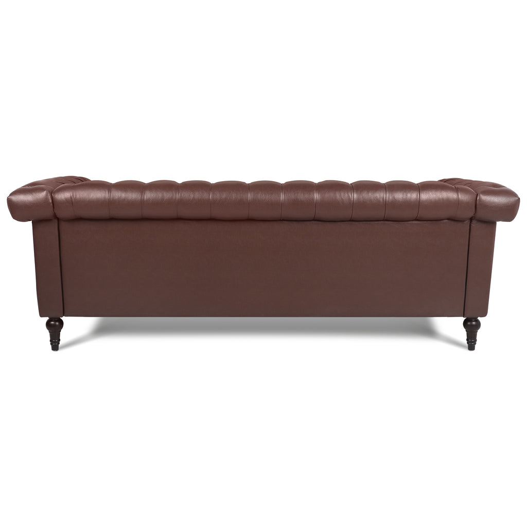 83.66 Inch Width Traditional Square Arm Removable Cushion 3-Seater Sofa