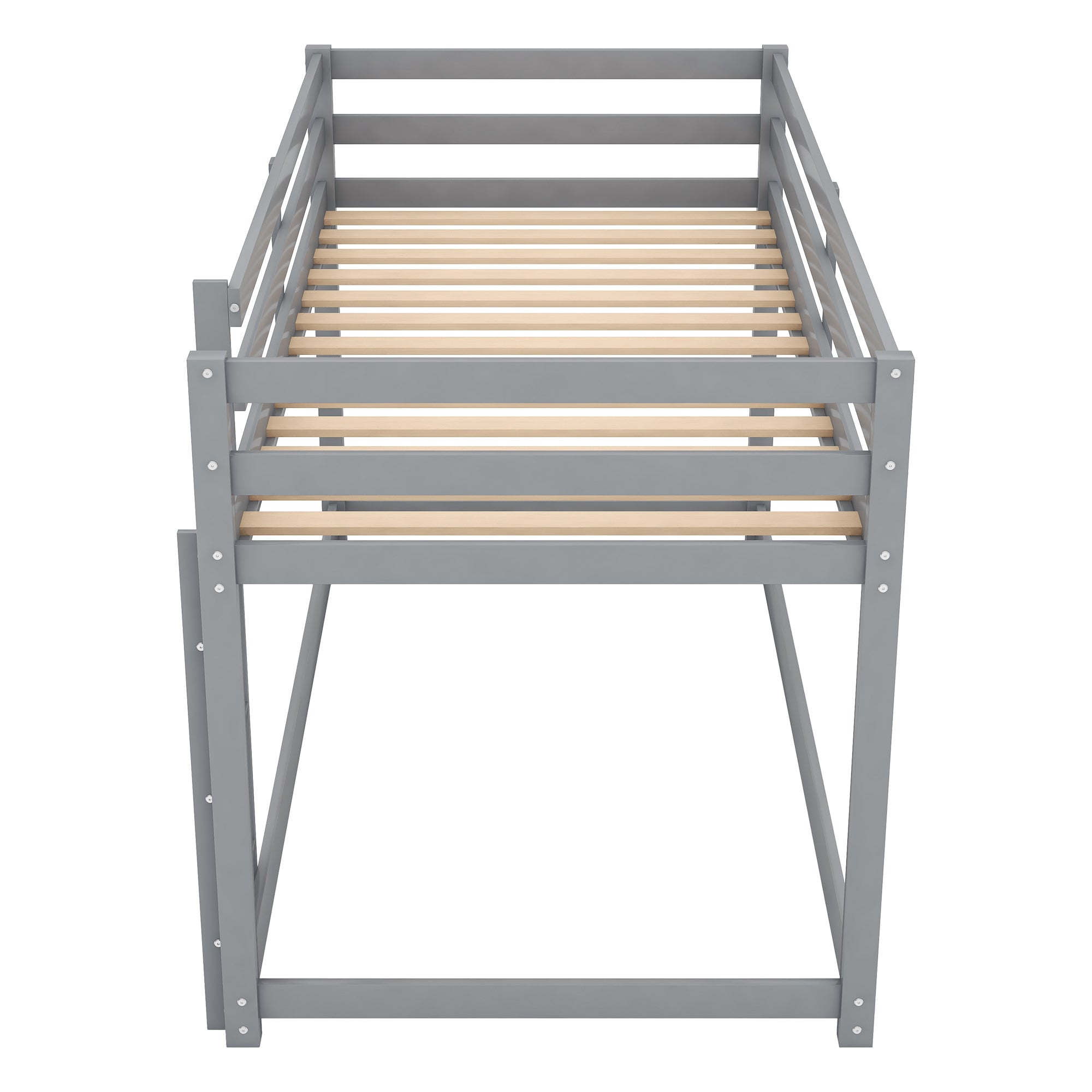 Twin Over Twin Floor Bunk Bed with Ladder