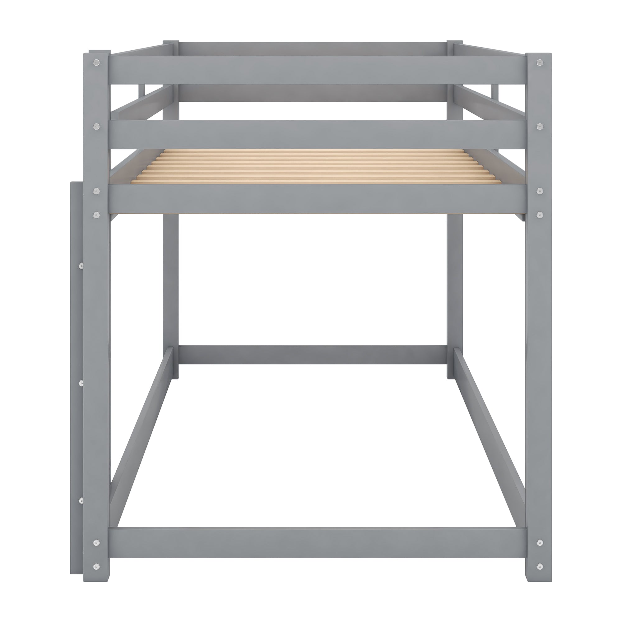 Twin Over Twin Floor Bunk Bed with Ladder