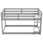 Twin Over Twin Floor Bunk Bed with Ladder