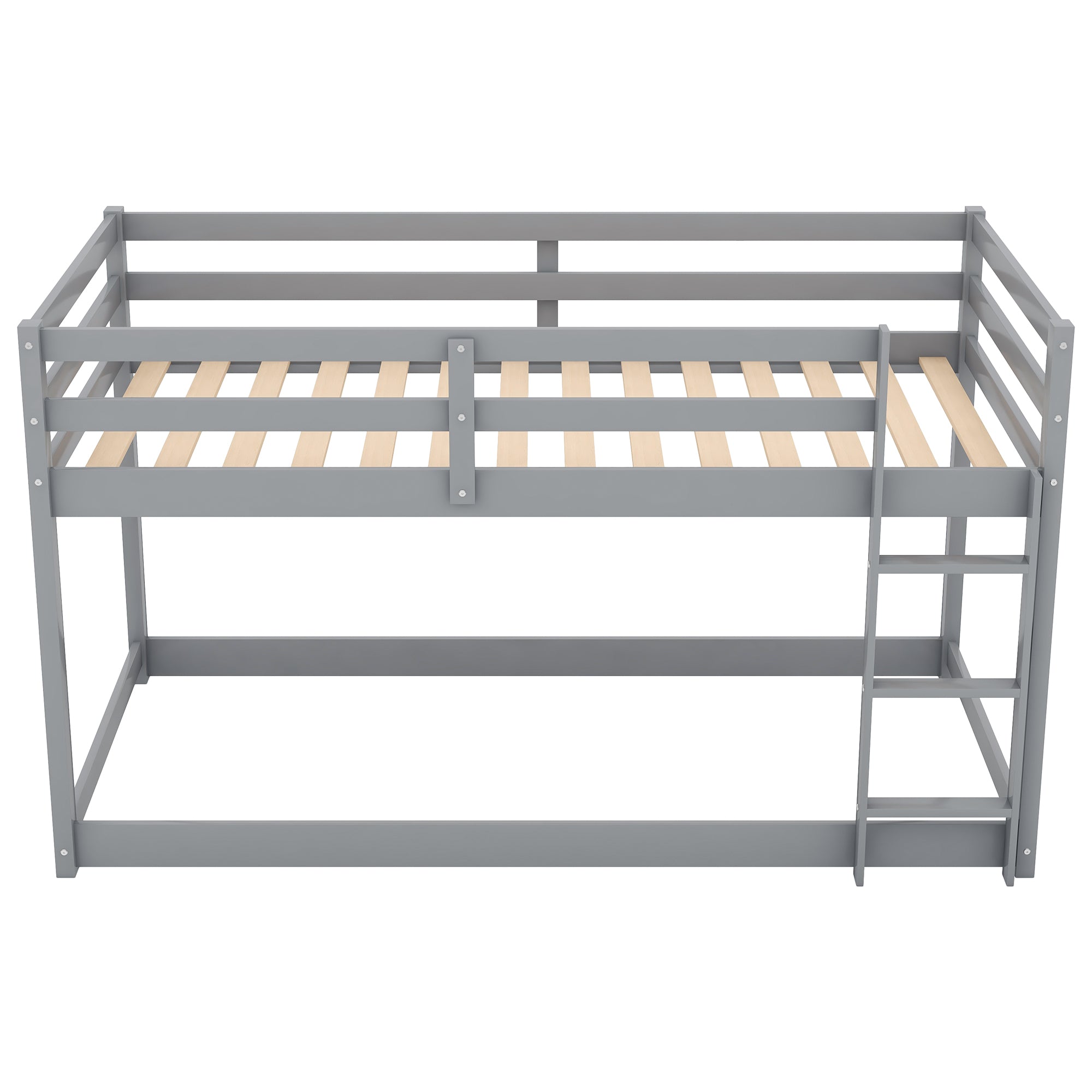 Twin Over Twin Floor Bunk Bed with Ladder