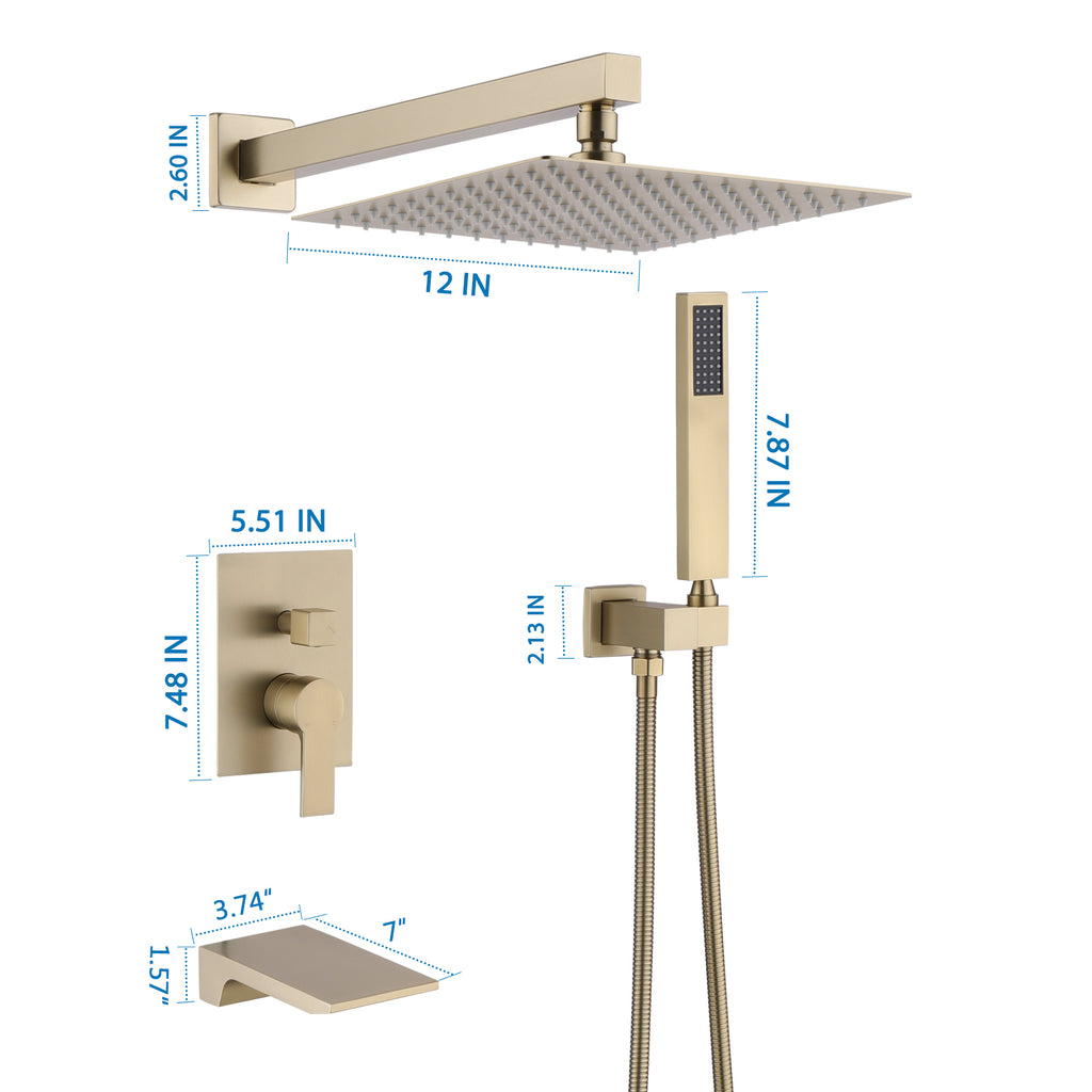 Luxury Rain Shower System with Handheld Mixer