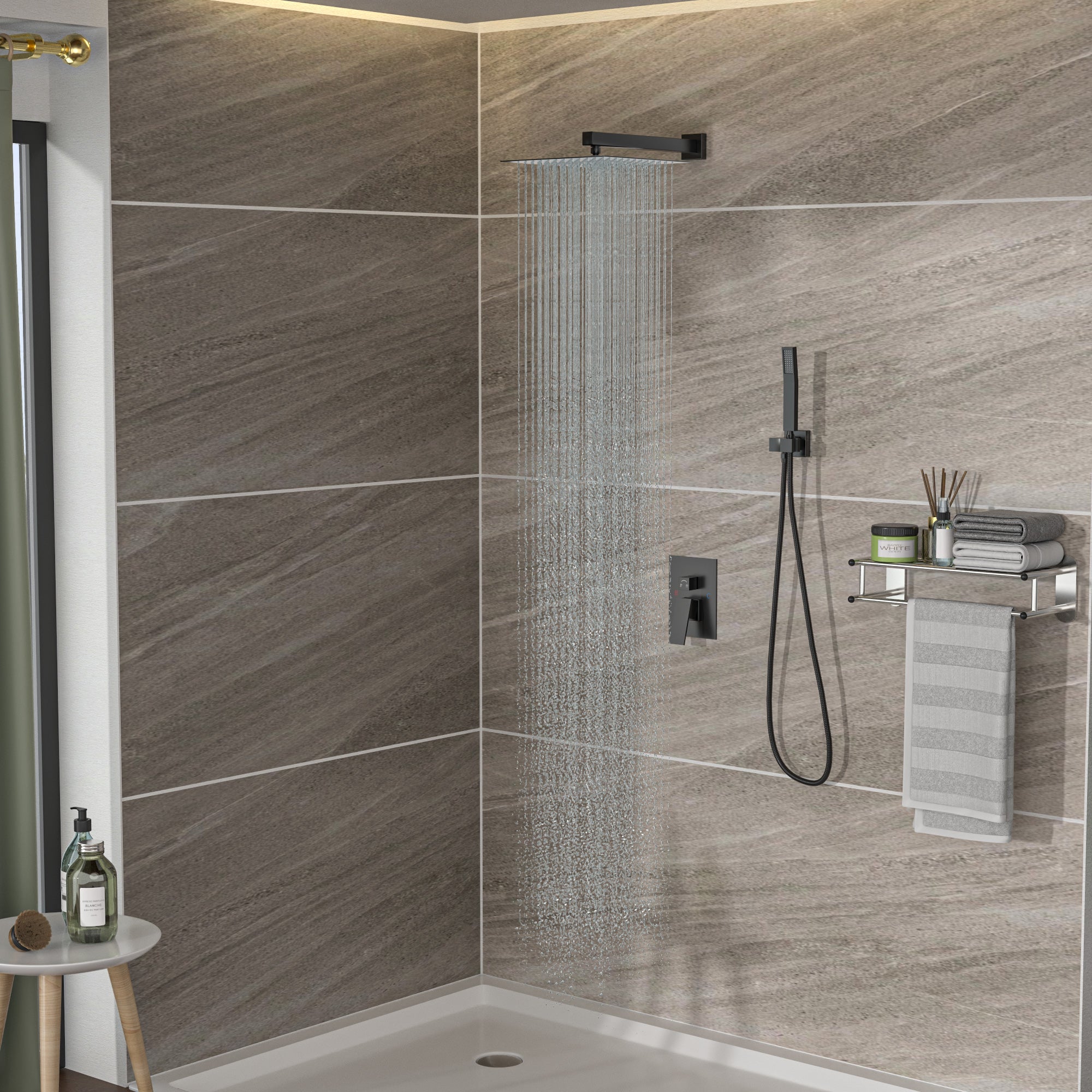 Dual Shower Head - 10 Inch Wall Mounted Square Shower System