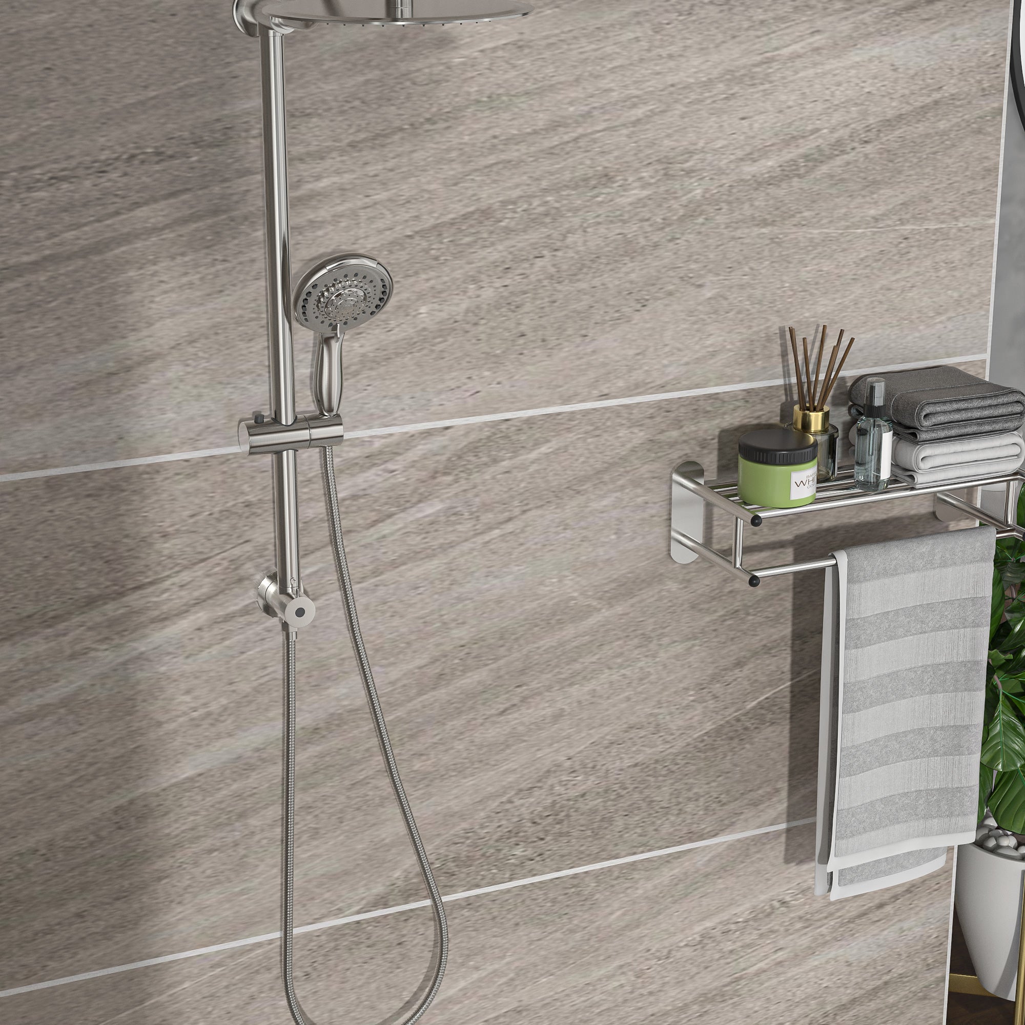 Brushed Nickel Dual Shower Heads Set