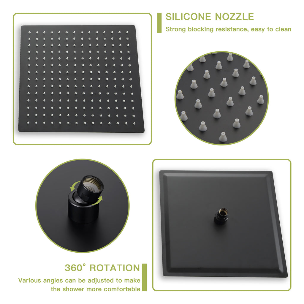 Dual Shower Head - 10 Inch Wall Mounted Square Shower System