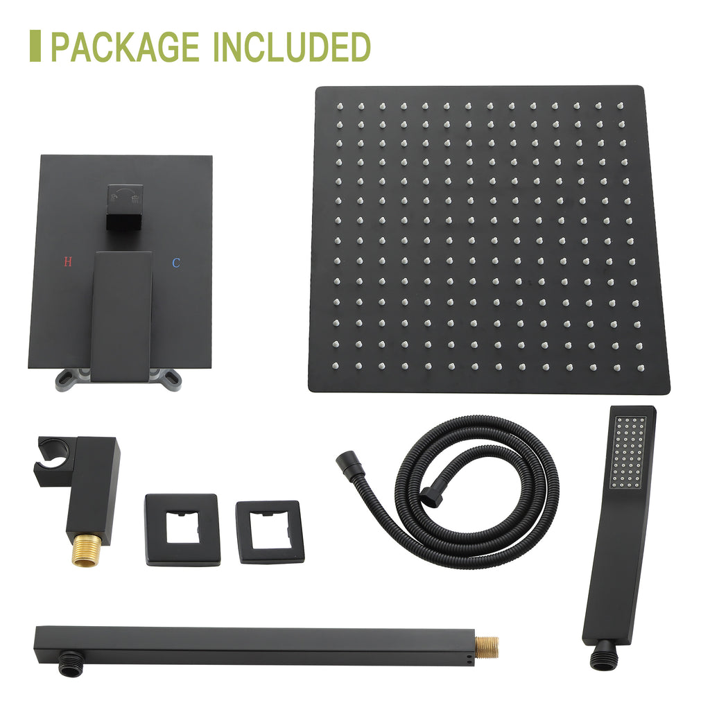 Dual Shower Head - 10 Inch Wall Mounted Square Shower System