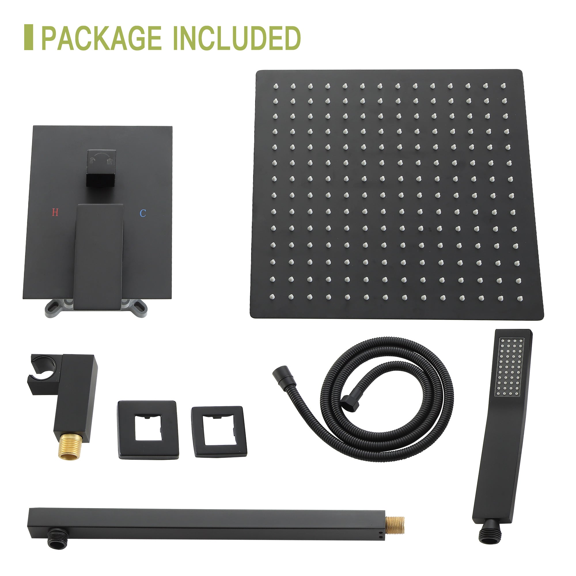 Dual Shower Head - 10 Inch Wall Mounted Square Shower System