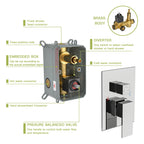 Dual Shower Head - 10 Inch Ceiling Mount Square Shower System