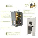 Dual Shower Head - 16 Inch Ceiling Mount Square Shower System