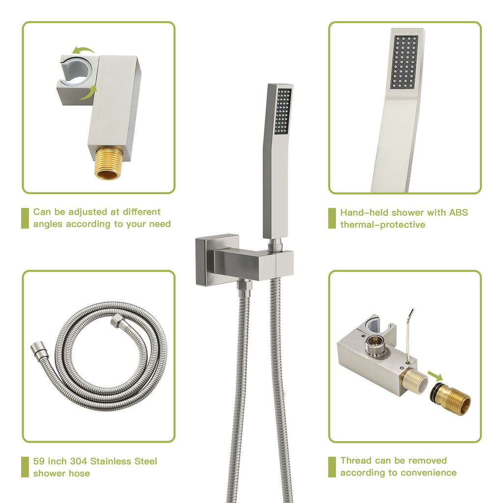 Dual Shower Head - 16 Inch Ceiling Mount Square Shower System