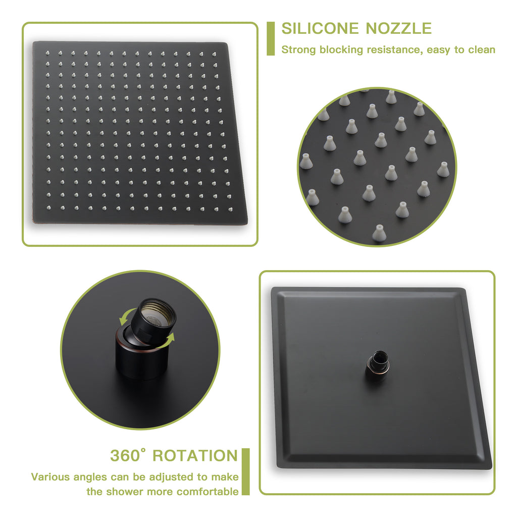 Dual Shower Head - 10 Inch Ceiling Mount Square Shower System