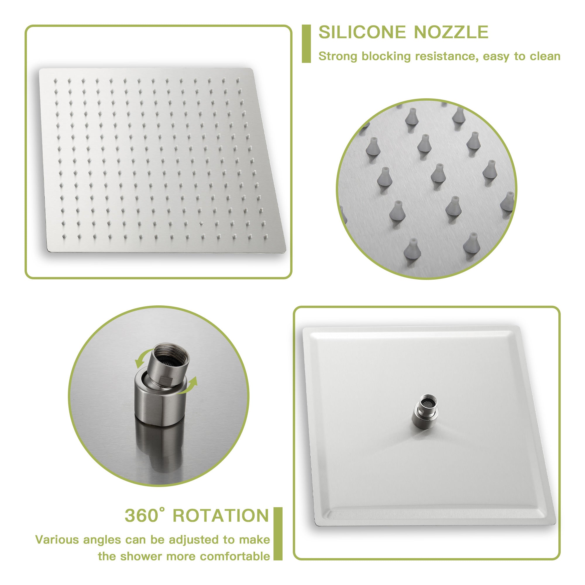Dual Shower Head - 16 Inch Ceiling Mount Square Shower System