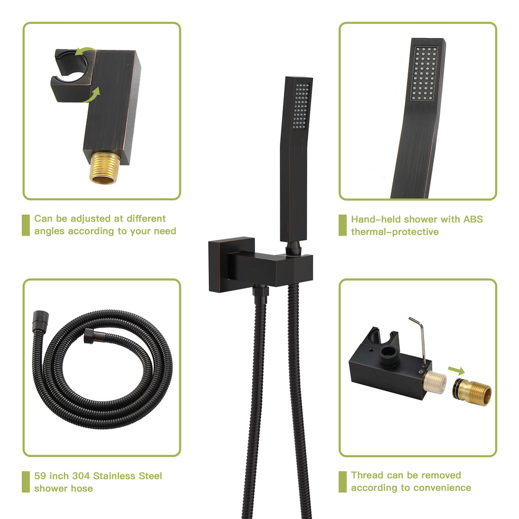 Dual Shower Head - 16 Inch Ceiling Mount Square Shower System