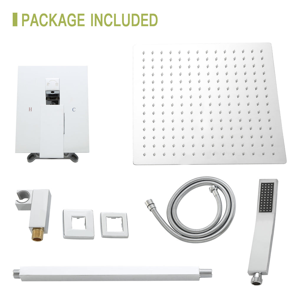 Dual Shower Head - 10 Inch Ceiling Mount Square Shower System