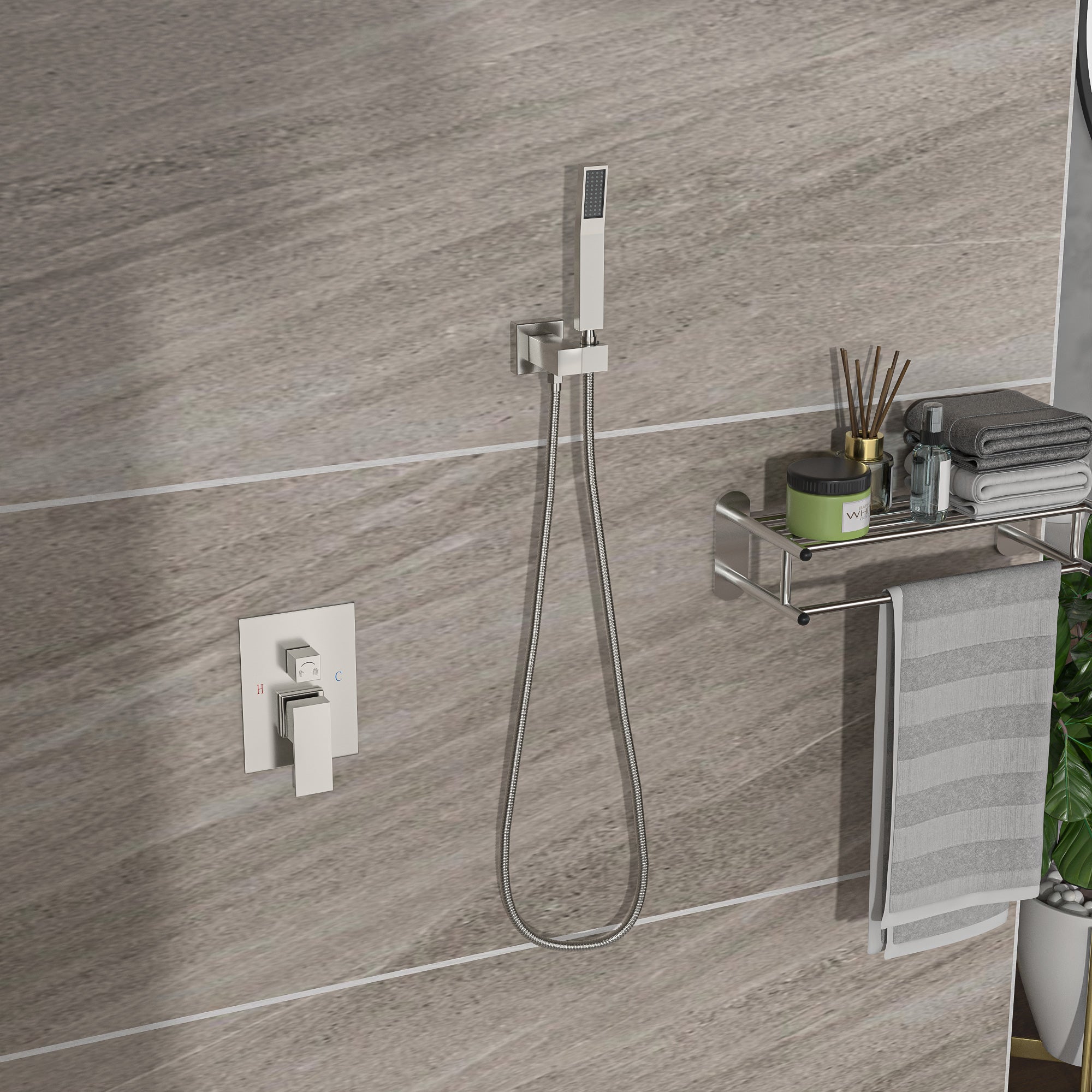 Dual Shower Head - 16 Inch Ceiling Mount Square Shower System