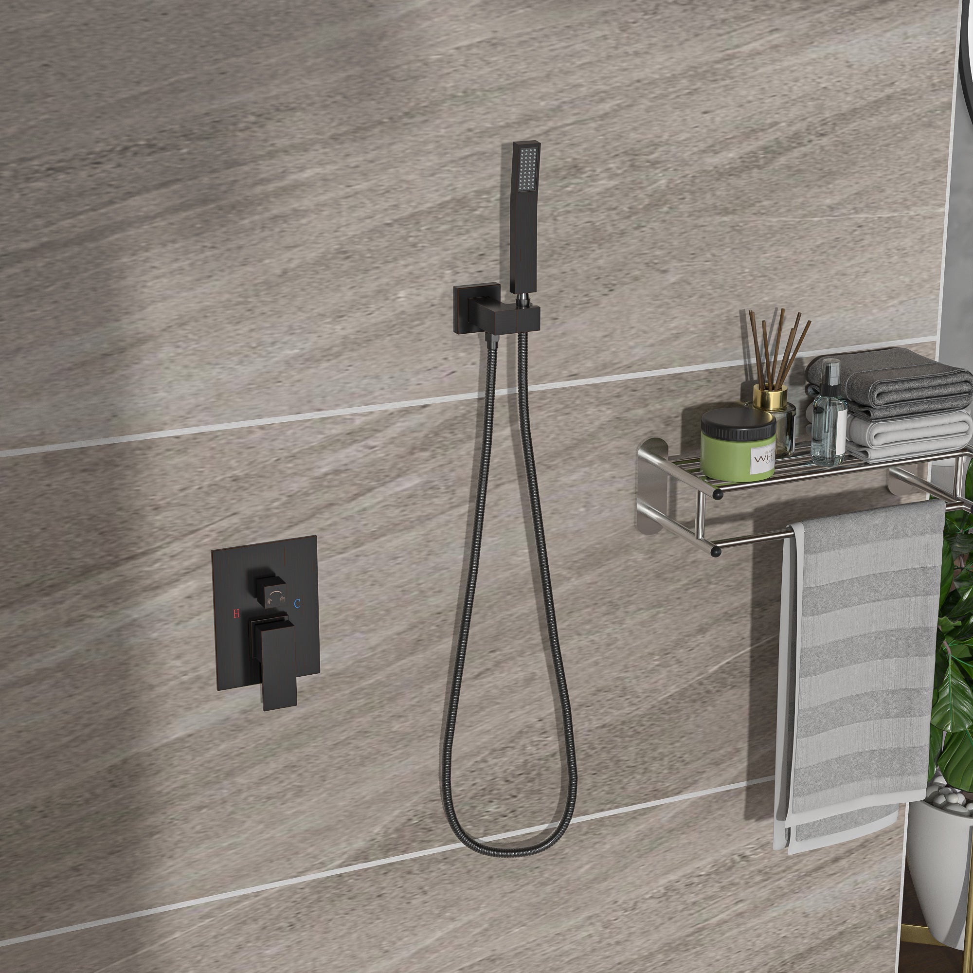 Dual Shower Head - 10 Inch Ceiling Mount Square Shower System