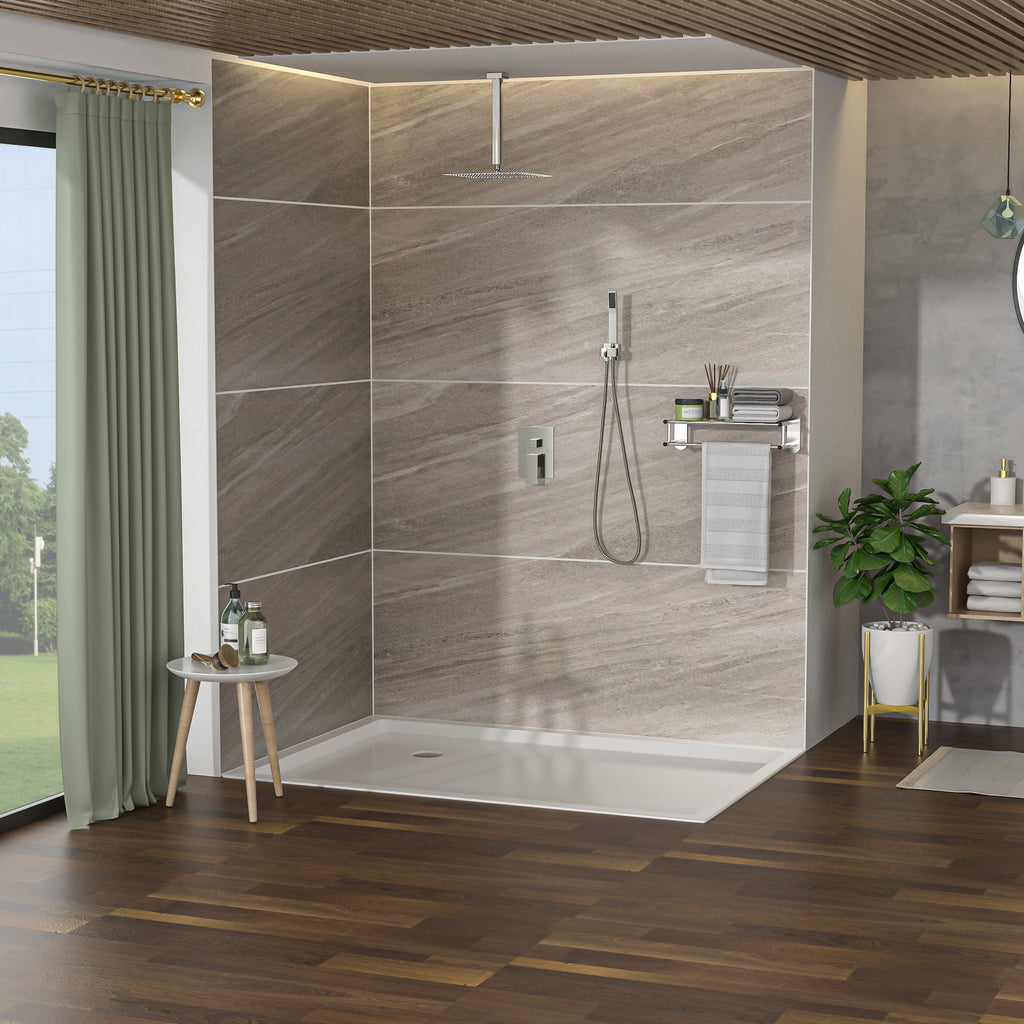 Dual Shower Head - 16 Inch Ceiling Mount Square Shower System