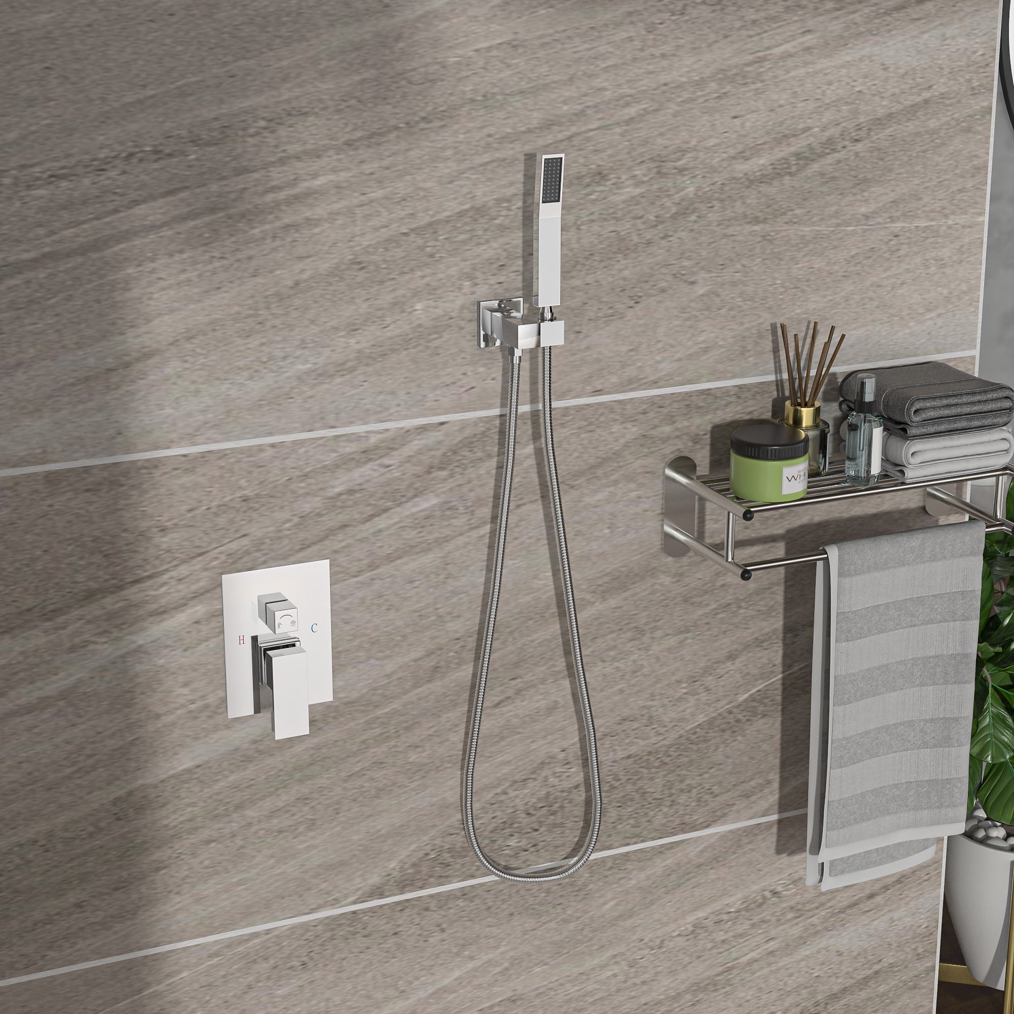 Dual Shower Head - 10 Inch Ceiling Mount Square Shower System