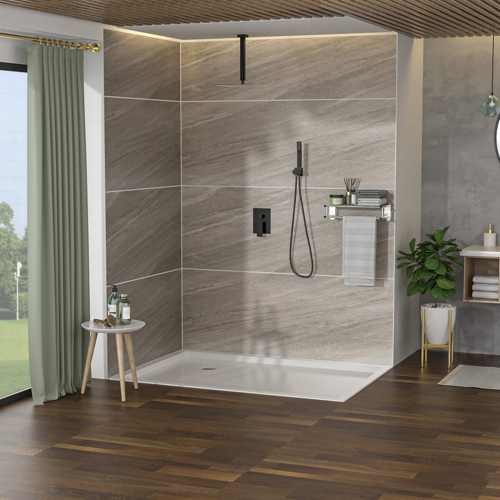 Dual Shower Head - 16 Inch Ceiling Mount Square Shower System