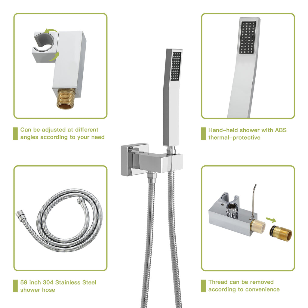 Dual Shower Head - 10 Inch Ceiling Mount Square Shower System