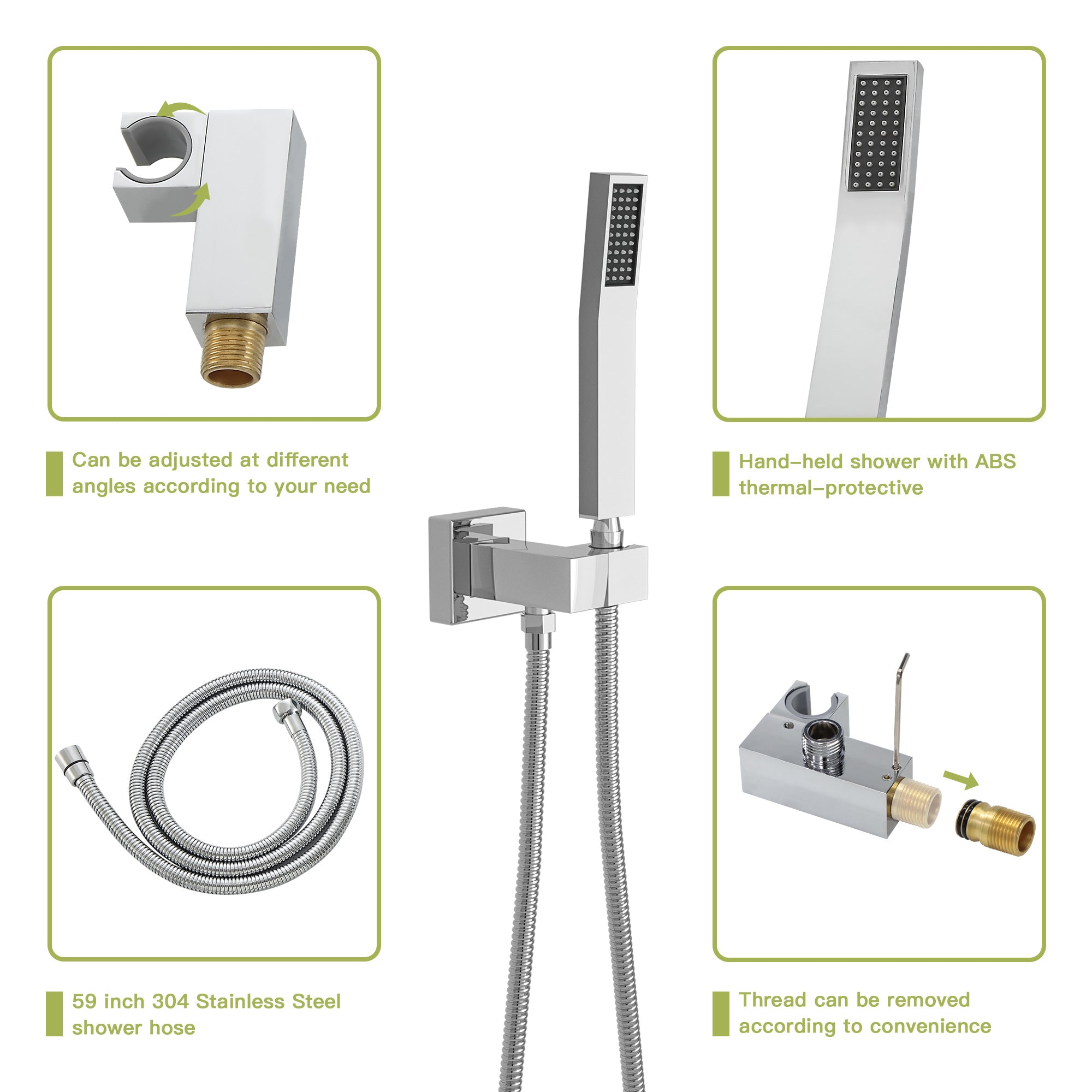 Dual Shower Head - 10 Inch Ceiling Mount Square Shower System