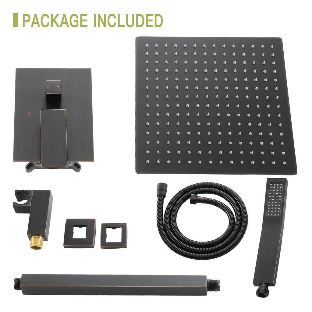 Dual Shower Head - 10 Inch Ceiling Mount Square Shower System